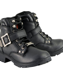 Milwaukee Leather MBL9310 Women's Lace-Up Black Leather Engineer Motorcycle Rider Boots