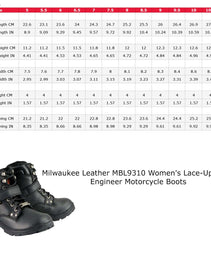 Milwaukee Leather MBL9310 Women's Lace-Up Black Leather Engineer Motorcycle Rider Boots