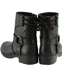 Milwaukee Leather MBL9313 Women's Black Leather Harness Zip-Up Motorcycle Rider Boots w/ Back Laces
