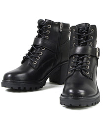 Milwaukee Leather MBL9316 Women's Black Leather Lace-Up Motorcycle Biker Riding Boot with Harness Ring