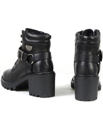 Milwaukee Leather MBL9316 Women's Black Leather Lace-Up Motorcycle Biker Riding Boot with Harness Ring