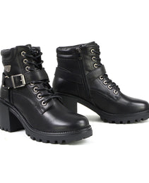 Milwaukee Leather MBL9316 Women's Black Leather Lace-Up Motorcycle Biker Riding Boot with Harness Ring