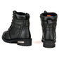 Milwaukee Leather MBL9319 Women's Black Full Grain Leather Motorcycle Riding Boots-Lace-Up and Side Zipper Closure