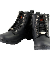 Milwaukee Leather MBL9320 Women's Premium Black Leather Lace-Up Motorycle Riding Boots with Side Zipper