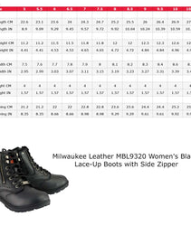 Milwaukee Leather MBL9320 Women's Premium Black Leather Lace-Up Motorycle Riding Boots with Side Zipper
