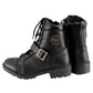 Milwaukee Leather MBL9325 Women's Premium Black Lace-Up Classic Leather Motorcycle Biker Boots w/ Side Zipper
