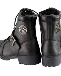 Milwaukee Leather MBL9325 Women's Premium Black Lace-Up Classic Leather Motorcycle Biker Boots w/ Side Zipper