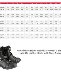 Milwaukee Leather MBL9325 Women's Premium Black Lace-Up Classic Leather Motorcycle Biker Boots w/ Side Zipper