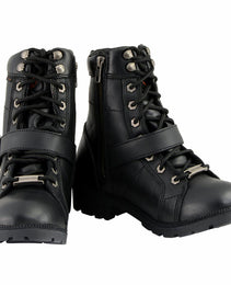 Milwaukee Leather MBL9326WP Women's Premium Black Leather Lace-Up Waterproof Motorcyle Rider Boots