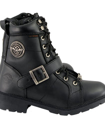 Milwaukee Leather MBL9326WP Women's Premium Black Leather Lace-Up Waterproof Motorcyle Rider Boots