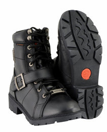 Milwaukee Leather MBL9326WP Women's Premium Black Leather Lace-Up Waterproof Motorcyle Rider Boots