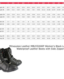 Milwaukee Leather MBL9326WP Women's Premium Black Leather Lace-Up Waterproof Motorcyle Rider Boots