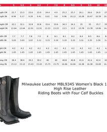 Milwaukee Leather MBL9345 Women's Black 15-inch High Rise Leather Riding Boots with Four Calf Buckles