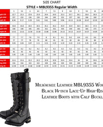 Milwaukee Leather Women's Black 14-inch Lace-Up High-Rise Leather Biker Rider Boots with Calf Buckle MBL9355