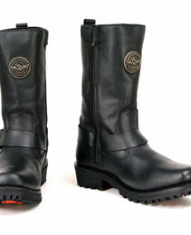 Milwaukee Leather MBL9360 Women's Black Leather 11-Inch Classic Harness Square Toe Motorcycle Boots