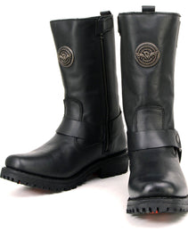 Milwaukee Leather MBL9360 Women's Black Leather 11-Inch Classic Harness Square Toe Motorcycle Boots