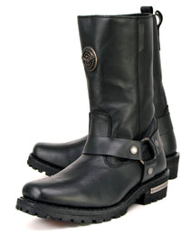Milwaukee Leather MBL9360 Women's Black Leather 11-Inch Classic Harness Square Toe Motorcycle Boots