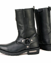 Milwaukee Leather MBL9360 Women's Black Leather 11-Inch Classic Harness Square Toe Motorcycle Boots