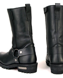Milwaukee Leather MBL9360 Women's Black Leather 11-Inch Classic Harness Square Toe Motorcycle Boots