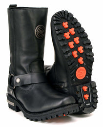 Milwaukee Leather MBL9360 Women's Black Leather 11-Inch Classic Harness Square Toe Motorcycle Boots