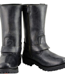 Milwaukee Leather Women's 11-Inch Distressed Grey Classic Harness Square Toe Leather Boots MBL9362