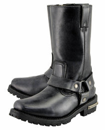 Milwaukee Leather Women's 11-Inch Distressed Grey Classic Harness Square Toe Leather Boots MBL9362