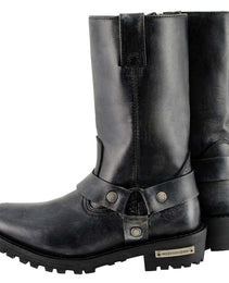 Milwaukee Leather Women's 11-Inch Distressed Grey Classic Harness Square Toe Leather Boots MBL9362