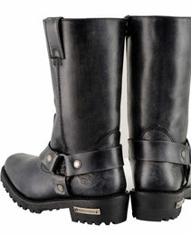 Milwaukee Leather Women's 11-Inch Distressed Grey Classic Harness Square Toe Leather Boots MBL9362