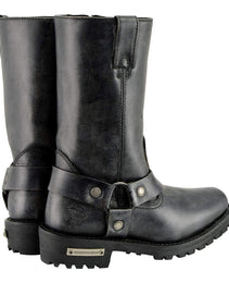 Milwaukee Leather Women's 11-Inch Distressed Grey Classic Harness Square Toe Leather Boots MBL9362