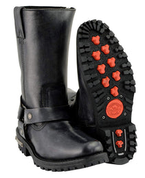 Milwaukee Leather Women's 11-Inch Distressed Grey Classic Harness Square Toe Leather Boots MBL9362