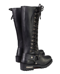 Milwaukee Leather Women's Wide-Width Classic Black Leather 14-Inch Harness Square Toe Tall Motorcycle Boots MBL9365W