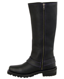 Milwaukee Leather Women's Black 14-inch Leather Harness Motorcycle Boots with Purple Accent Lacing MBL9366