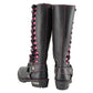 Milwaukee Leather MBL9367 Women's Black 14-inch Leather Harness Motorcycle Boots with Fuchsia Accent Lacing