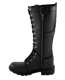 Milwaukee Leather MBL9380 Women's Black 'Jane' 15-inch Leather Combat Style Harness Motorcycle Boots