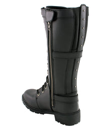 Milwaukee Leather MBL9380 Women's Black 'Jane' 15-inch Leather Combat Style Harness Motorcycle Boots