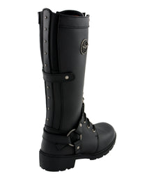 Milwaukee Leather MBL9380 Women's Black 'Jane' 15-inch Leather Combat Style Harness Motorcycle Boots