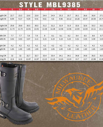 Milwaukee Leather MBL9385 Women's Black Leather 15-Inch Calf Laced Motorcycle Riding Boots with Side Zipper