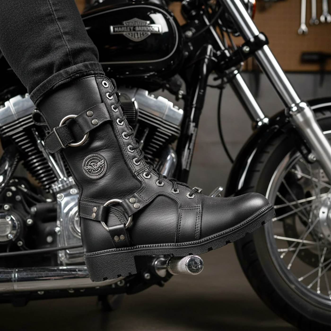 Milwaukee Leather Women’s Waterproof Leather Ring Strap Lace-To-Toe Riding Boots – Zipper Lock Design - MBL9391