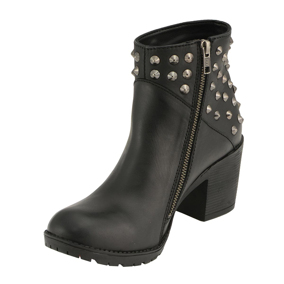 Milwaukee Leather MBL9402 Women's Black Spiked Side Zipper Fashion Boots with Platform Heel