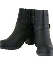 Milwaukee Leather Women's Short Black Fashion Boots w/ Side Zipper and Triple Buckle Adjustment MBL9405