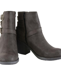 Milwaukee Leather MBL9406 Women's Stone Grey 3-Buckle Leather Boots with Platform Heel