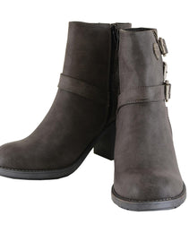 Milwaukee Leather MBL9406 Women's Stone Grey 3-Buckle Leather Boots with Platform Heel