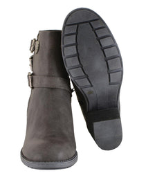 Milwaukee Leather MBL9406 Women's Stone Grey 3-Buckle Leather Boots with Platform Heel