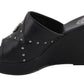 Milwaukee Leather MBL9407 Women's Black Open Toe Fashion Casual Wedge Sandals with Studs