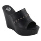 Milwaukee Leather MBL9408 Women's Black Open Toe Fashion Casual Platform Wedges with Rivet Details