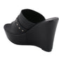 Milwaukee Leather MBL9408 Women's Black Open Toe Fashion Casual Platform Wedges with Rivet Details