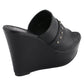 Milwaukee Leather MBL9408 Women's Black Open Toe Fashion Casual Platform Wedges with Rivet Details