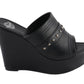 Milwaukee Leather MBL9408 Women's Black Open Toe Fashion Casual Platform Wedges with Rivet Details