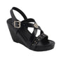 Milwaukee Leather MBL9413 Women's Black Triple Strap Studded Fashion Casual Wedge Sandal