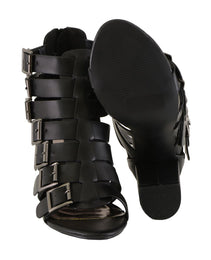 Milwaukee Leather MBL9420 Women's Black Fashion Casual Sandal with  Straps and Block Heel